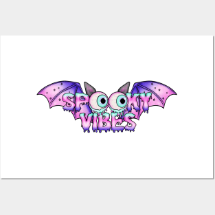 Spooky vibes, pastel goth bat design Posters and Art